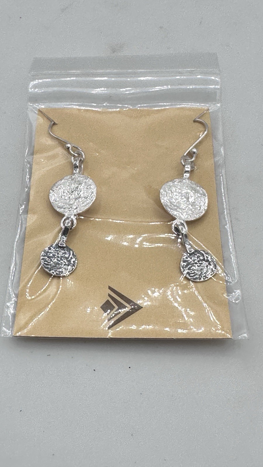 Silpada 925 Sterling Silver Textured Disc Dangle Earrings NOS Artisan Modern