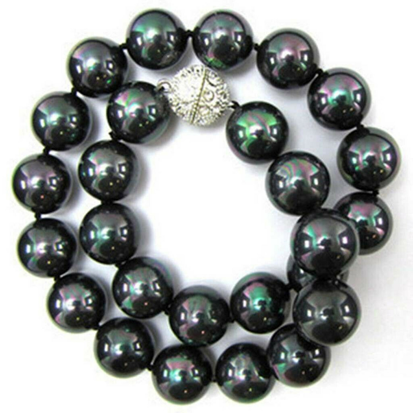 8mm 10mm 12mm 14mm Natural Black South Sea Shell Pearl Necklace 18-36 Inch