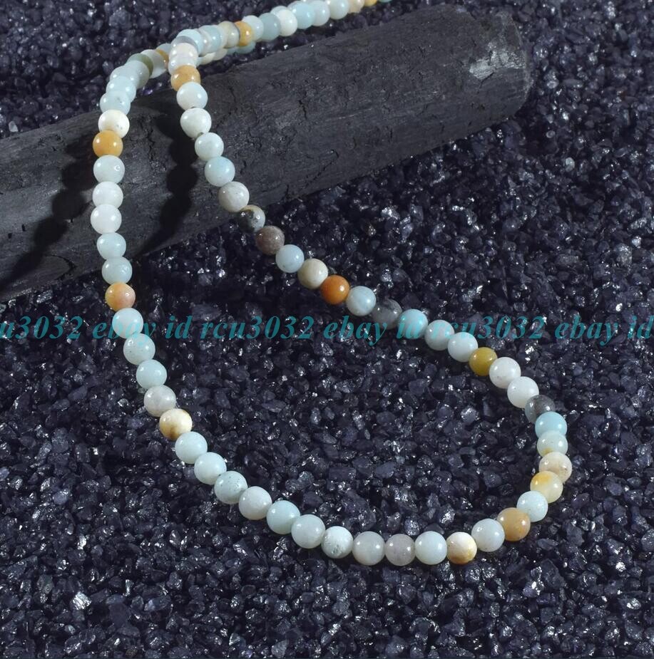 6mm Natural Multicolor Amazonite Round Gemstone Beads Necklace 16-28in