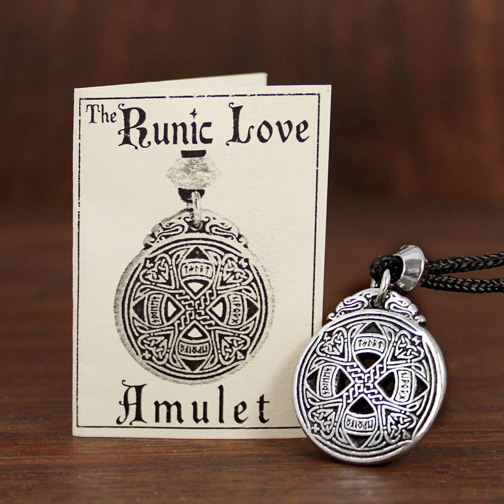 Pewter Norse Runic Love Amulet Necklace Viking Rune Pendant Talisman Jewelry