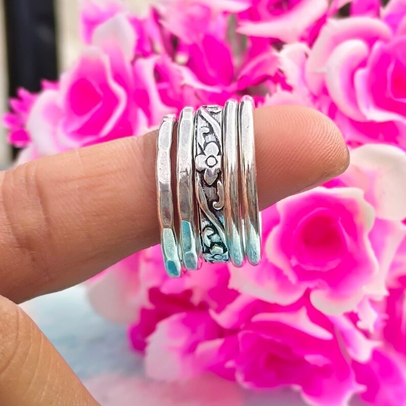 Stacking Ring Set Of 5 925 Sterling Silver Handmade Women Ring All Size SR653