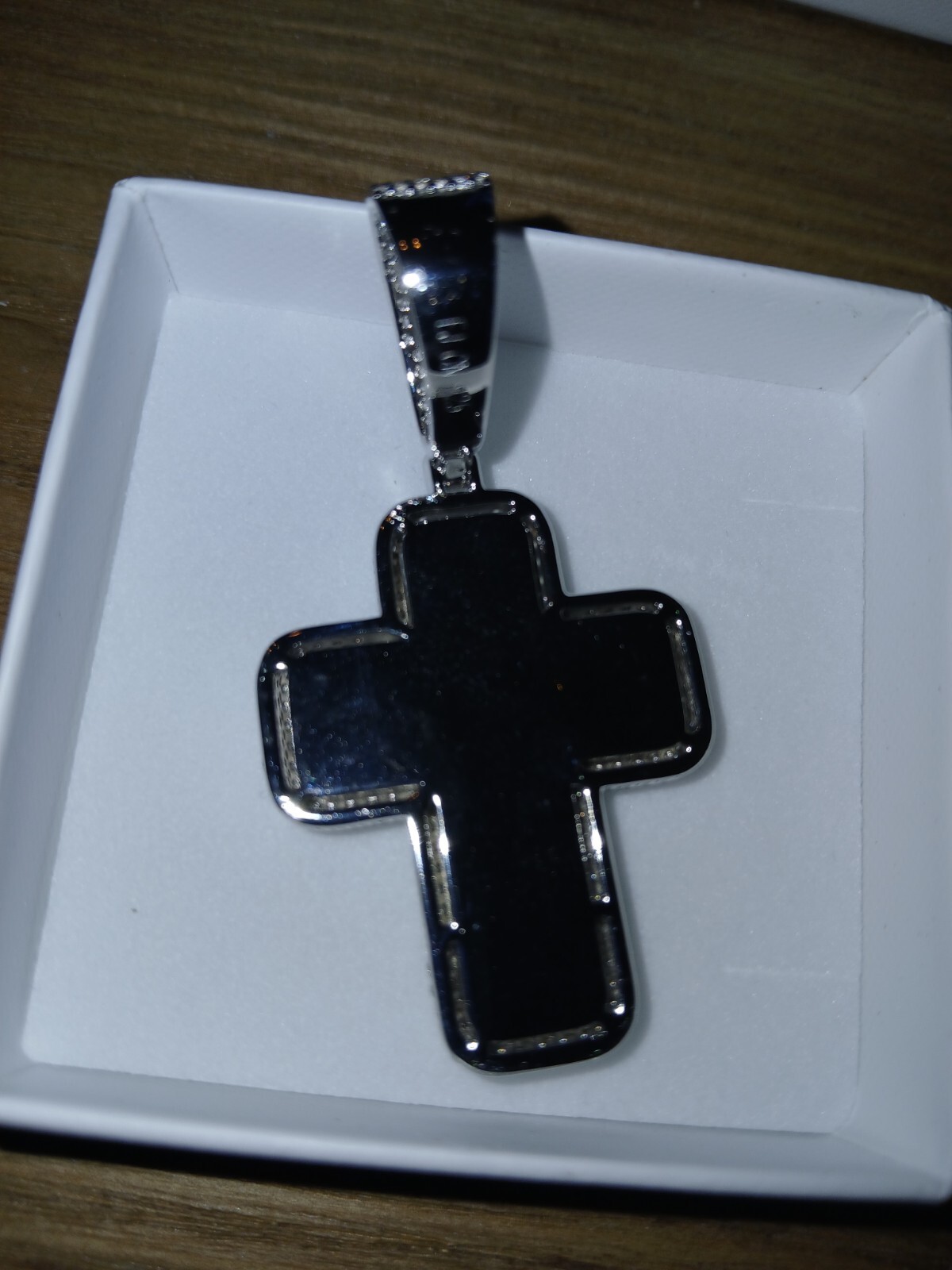 925 Solid Sterling Sliver VVS Swarovski Crystal Cross Pendant Blue And White…