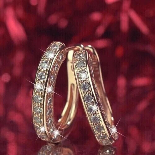 Lab-Created 3Ct Round Cut Diamond Huggie Hoop Earrings 14K Yellow Gold Plated
