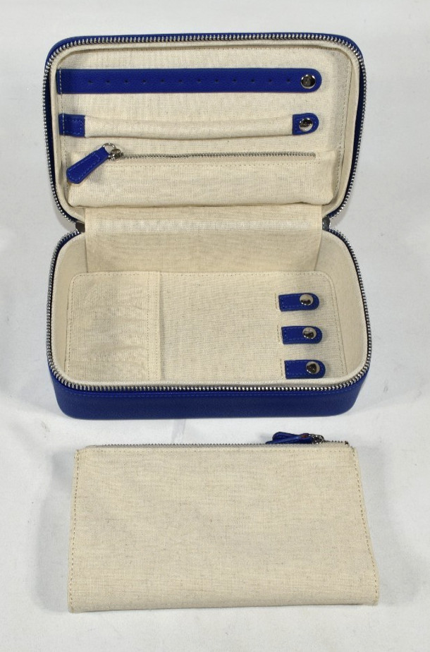 Mark and Graham Medium Travel Jewelry Case True Blue Blank No Mono NWOT