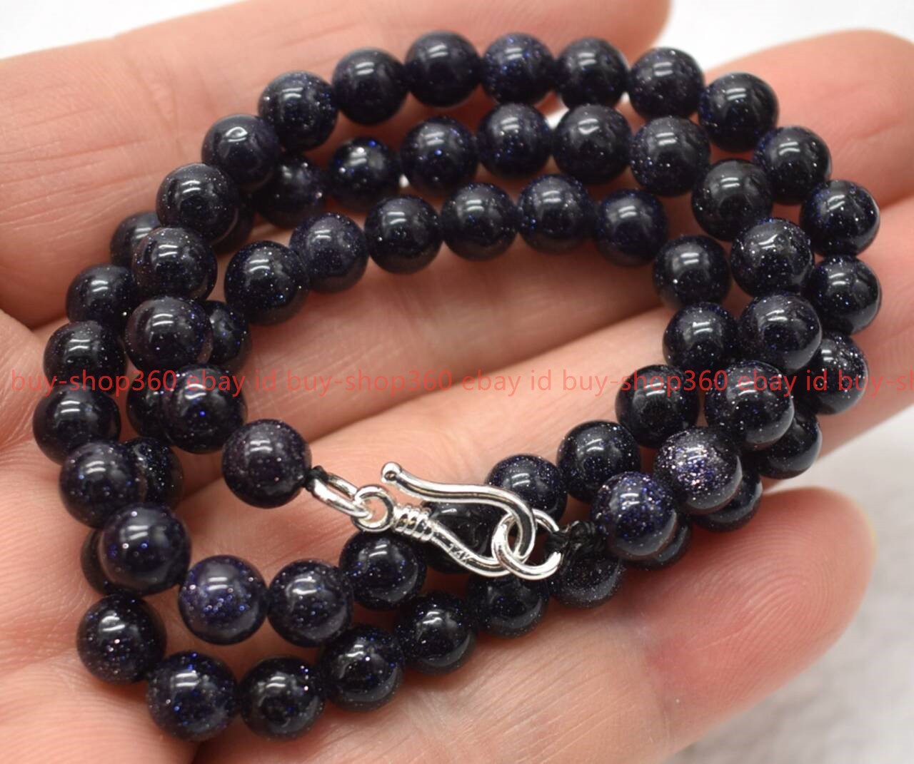 New Natural Beautiful 6mm Blue Sandstone Round Gemstone Beads Necklace16-36in