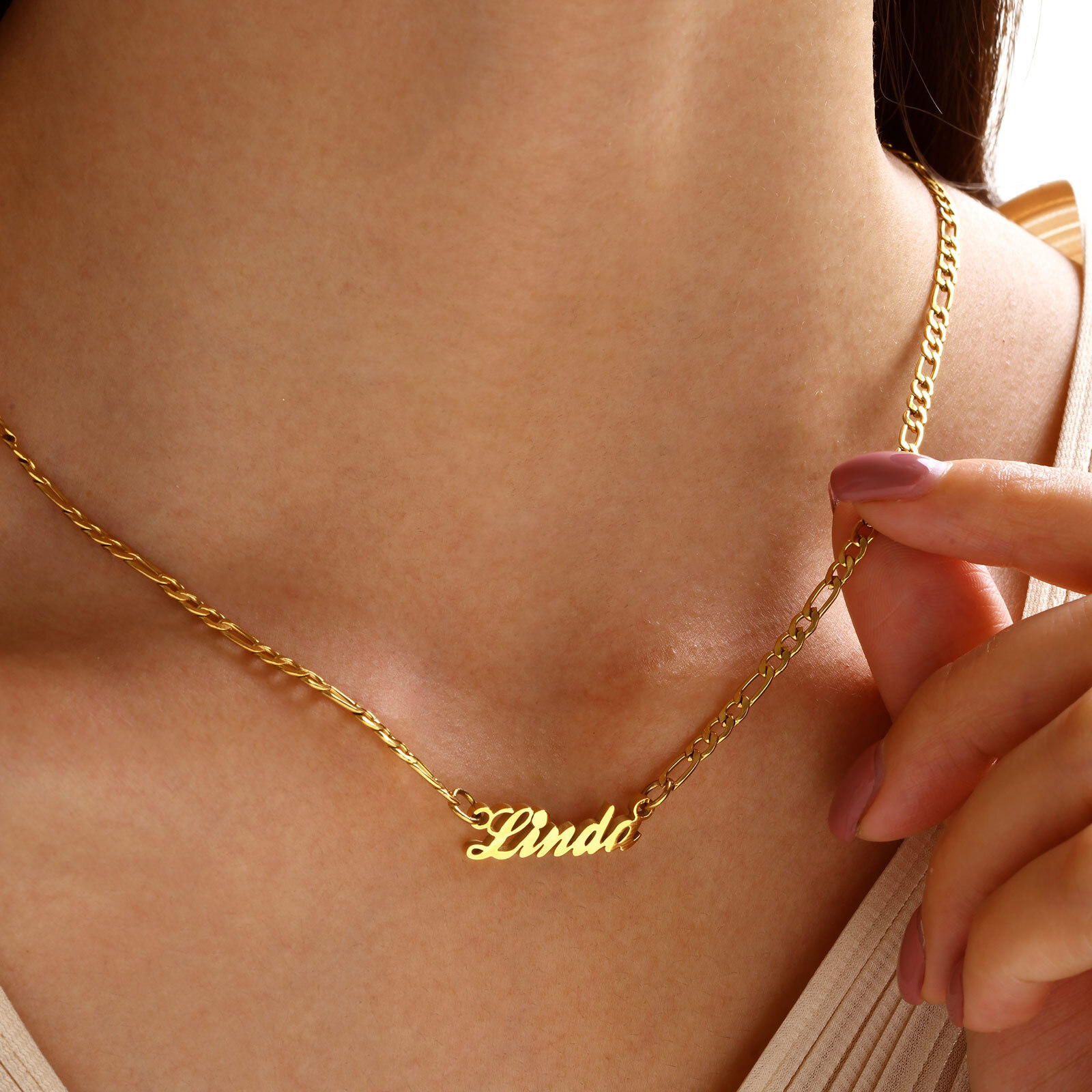 Personalized Name Custom Letter Gold Women Necklace Stainless Steel Pendant Gift