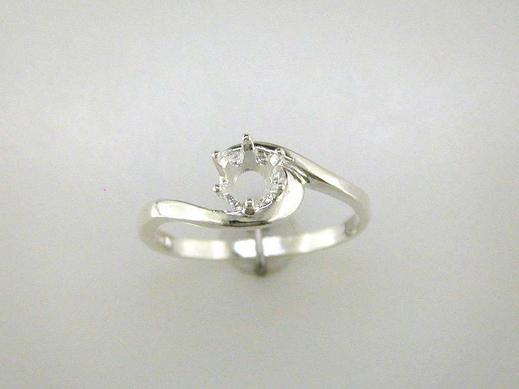 (4mm – 7mm) Round Crescent Solitaire Ring Setting Sterling Silver