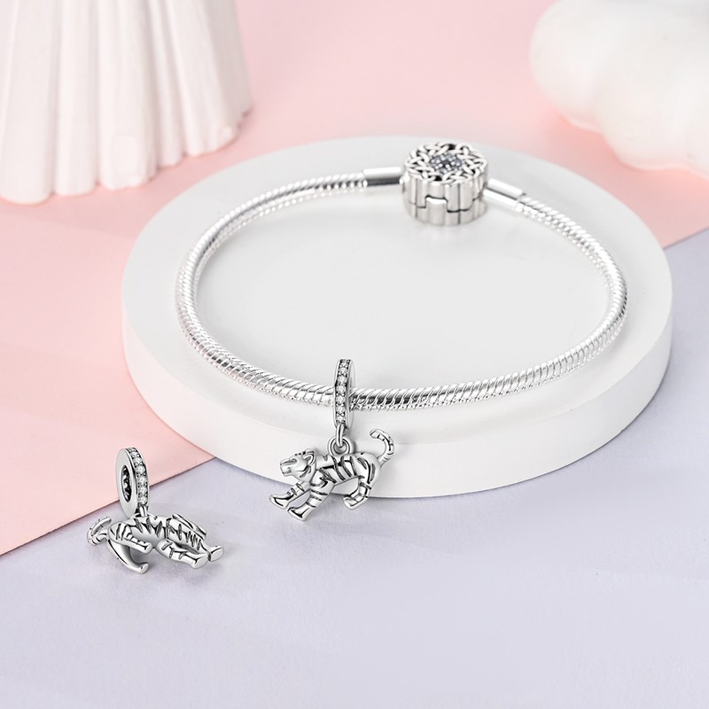 MULA Cute Tiger Pendant 925 Sterling Silver DIY Charm AAA CZ for Women Bracelet