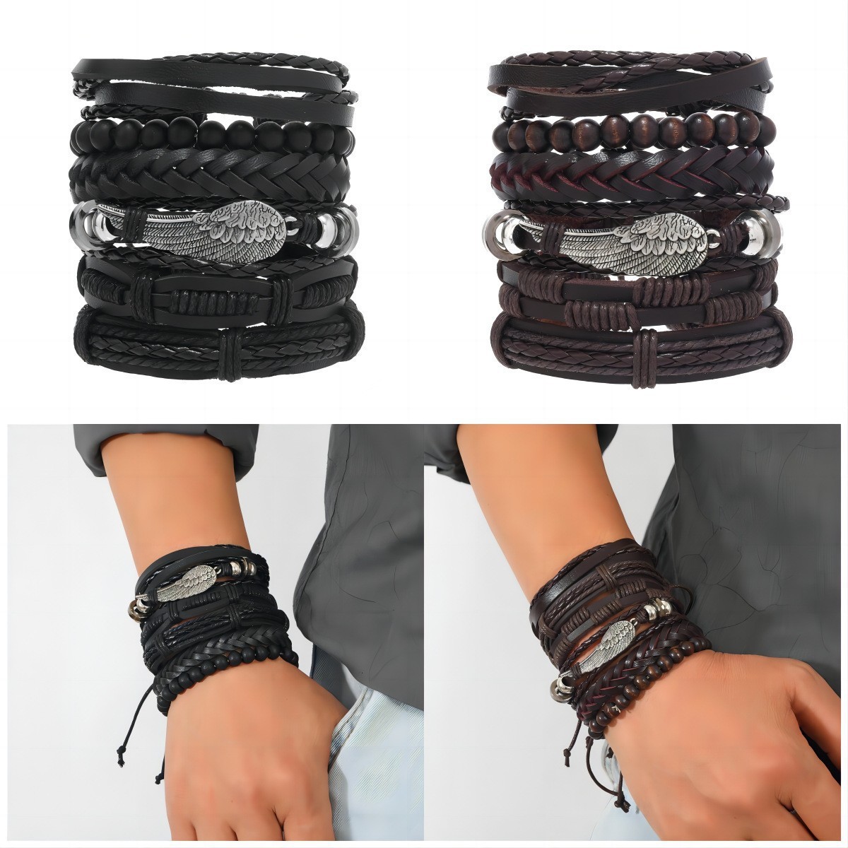 12/30 Wholesale Lot Hot Unisex Handmade Braided PU Leather Bracelet Wristband US