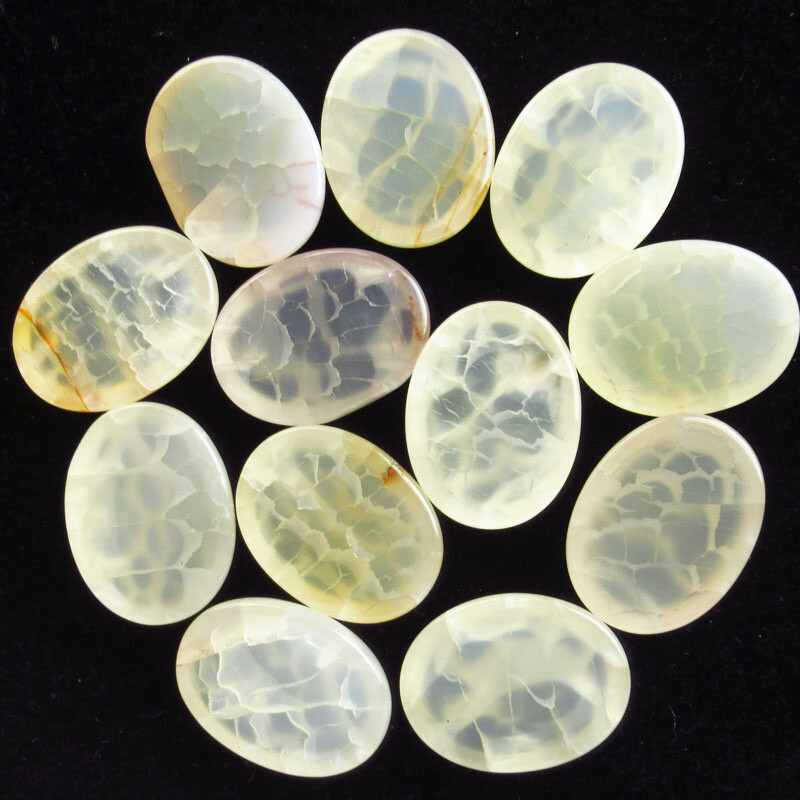 12Pcs 20x15x6mm Gray Dragon Veins Agate Oval Cab Cabochon L0119303