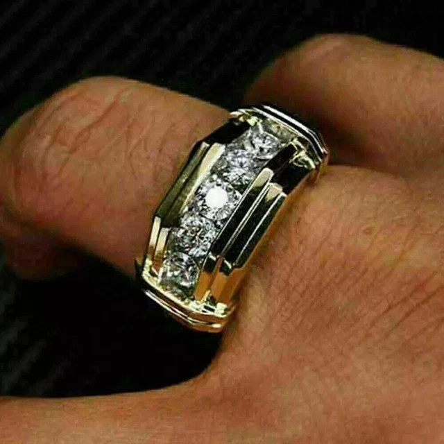 2Ct Round Cut Lab Created Diamond Men’s Wedding Band Ring 14K Yellow Gold Plated