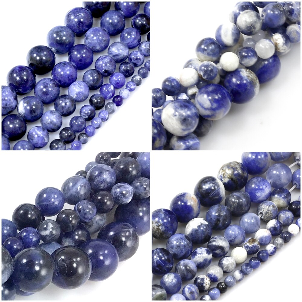 Natural Blue Sodalite Round Loose Bead 15″ Jewelry Making Free Ship Wholesale