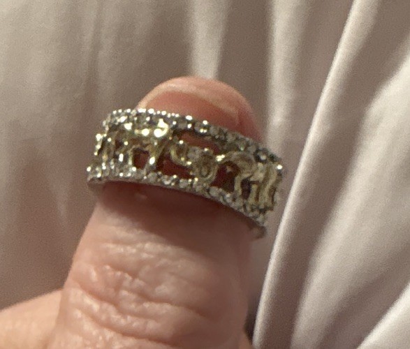 Silver Tone Multi-Stone Accent Wide Band Ring Band Style Size 6