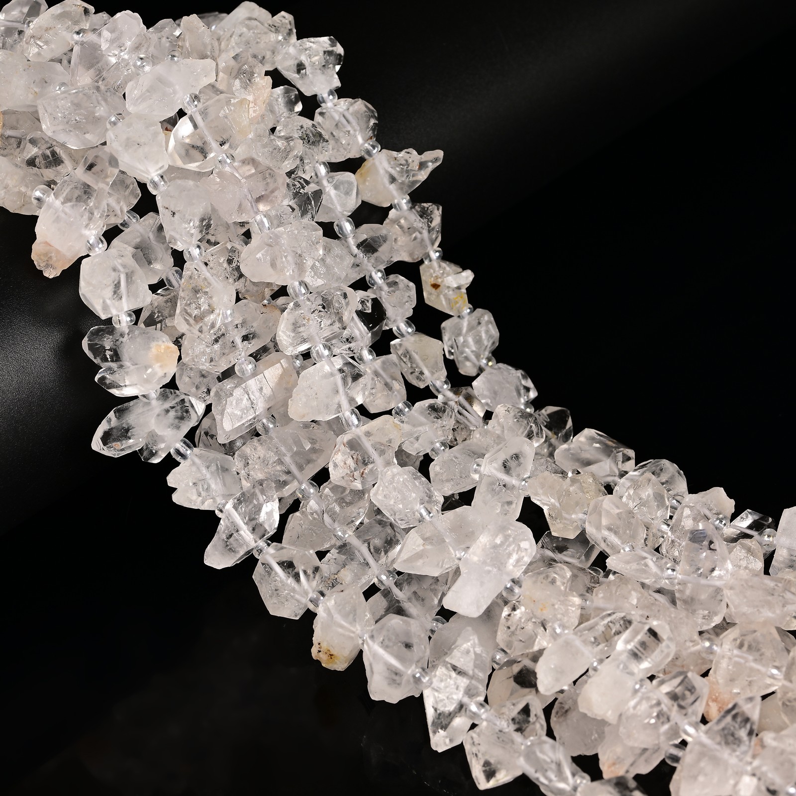 Natural Clear Herkimer Diamond Quartz Beads 5-7×8-13mm /6-9×12-15mm 15.5″ Strand