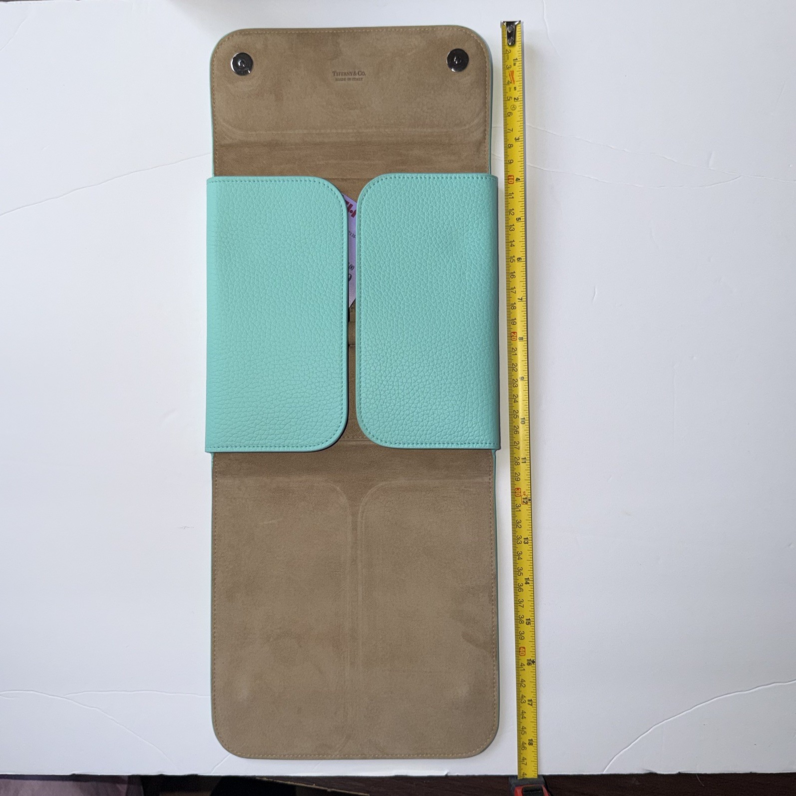 Tiffany & Co. Tiffany Blue Grain Leather Fold-Out Jewelry Case Travel Organizer