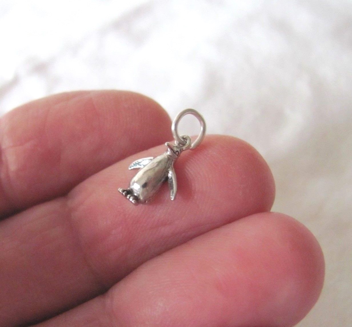 Very small Sterling Silver Penguin mini tiny charm.