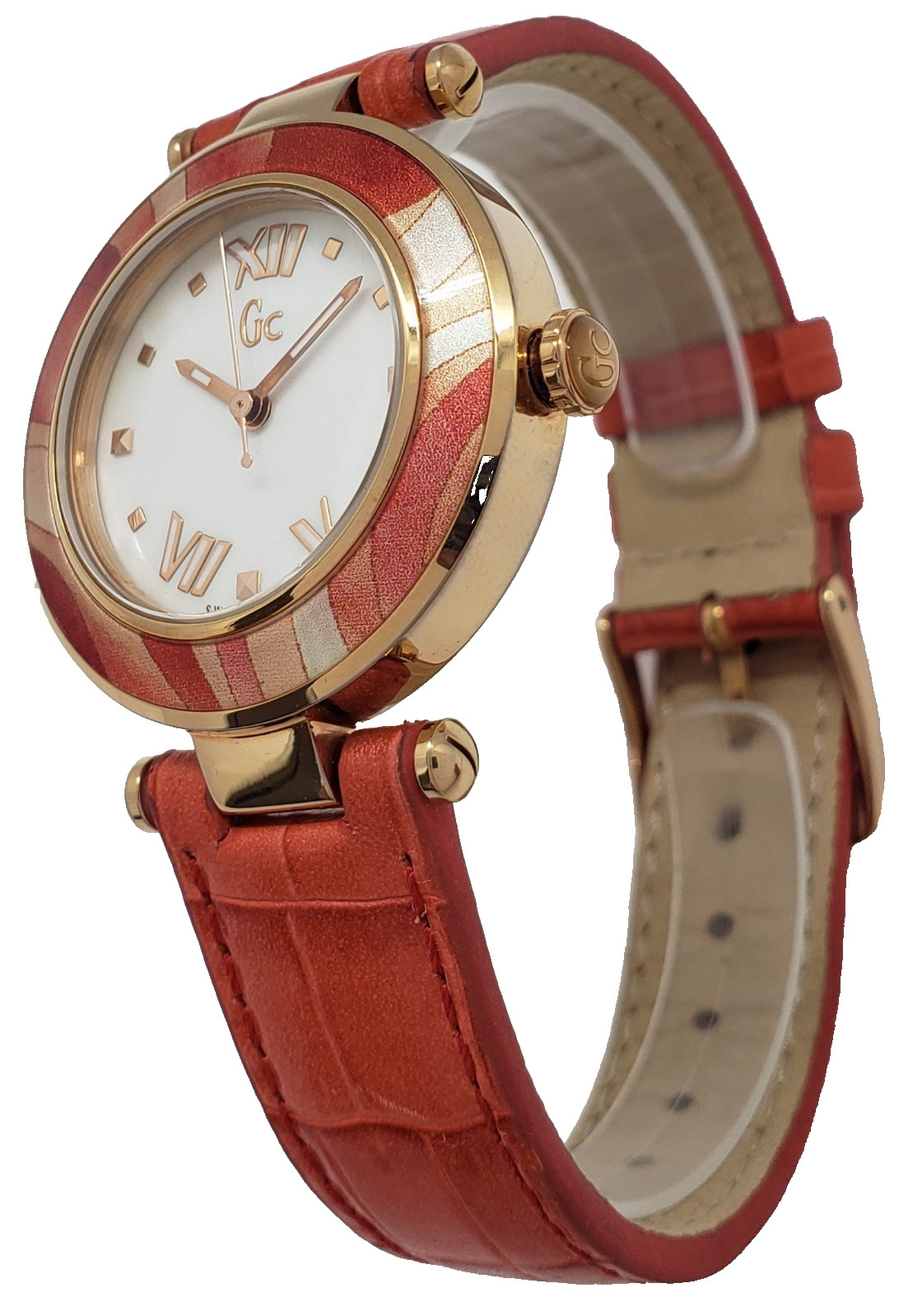 Guess Collection Orange Genuine Leather Band LadyChic 32mm Ladies Watch Y12006L1