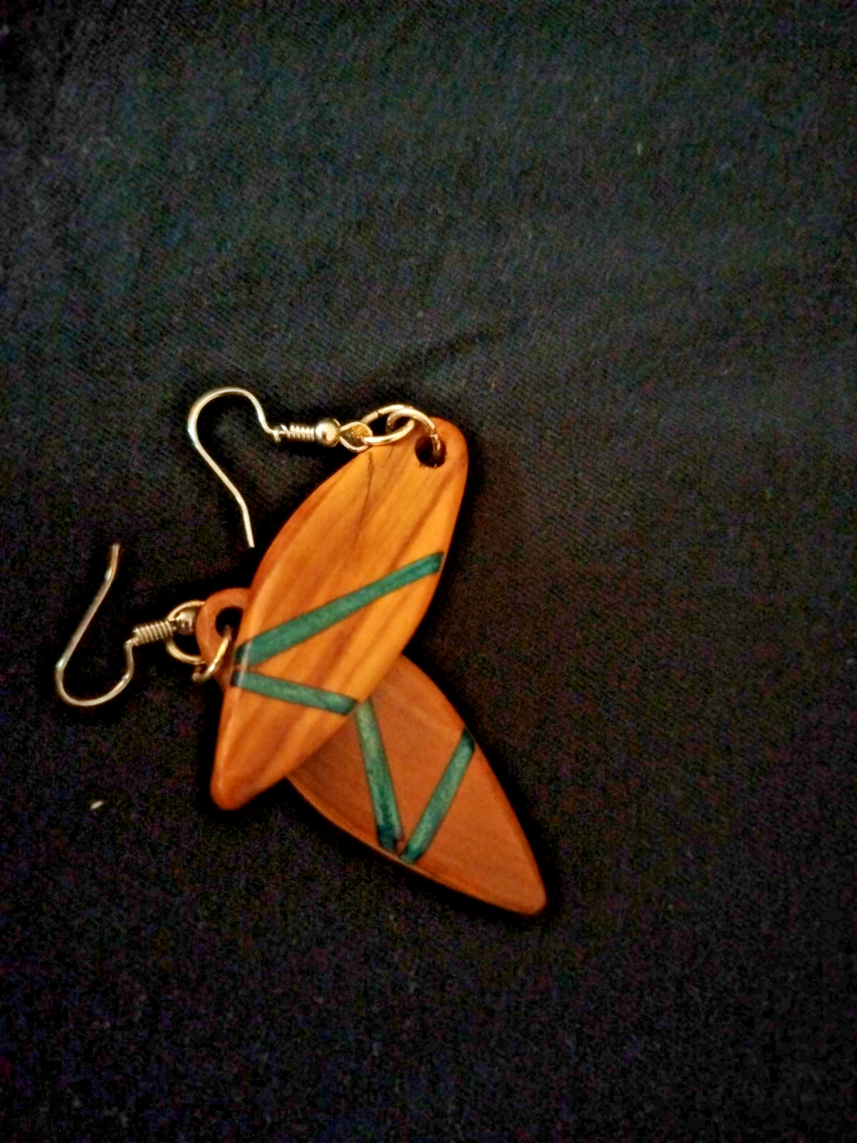 handmade earrings for womens olive tree epoxy wood old art beatiful