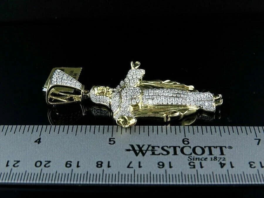 Lab Created Diamond Men’s 2Ct Round Jesus Charm Pendant 14k Yellow Gold Plated