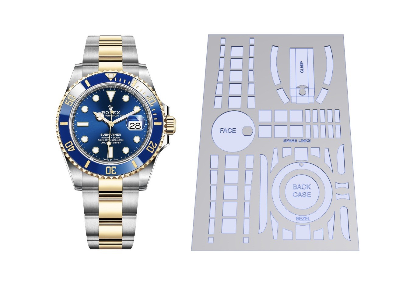 Watch Film Protection Kit for Rolex Submariner Steel/Gold 41 Nov2020-now