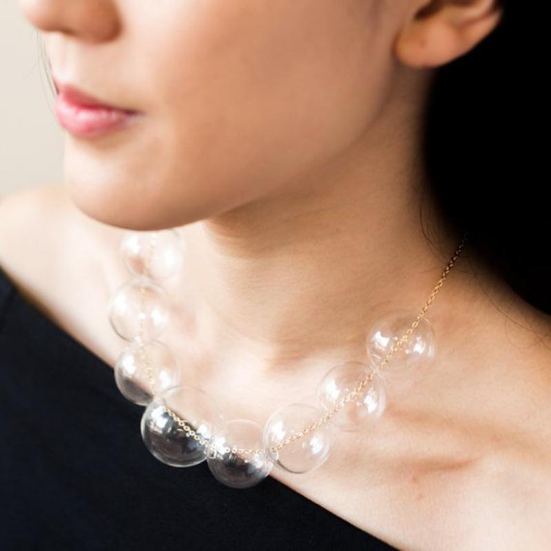 Glass Bubble Necklace Unique Air Brief Style Transparent Hollow Women Earrings