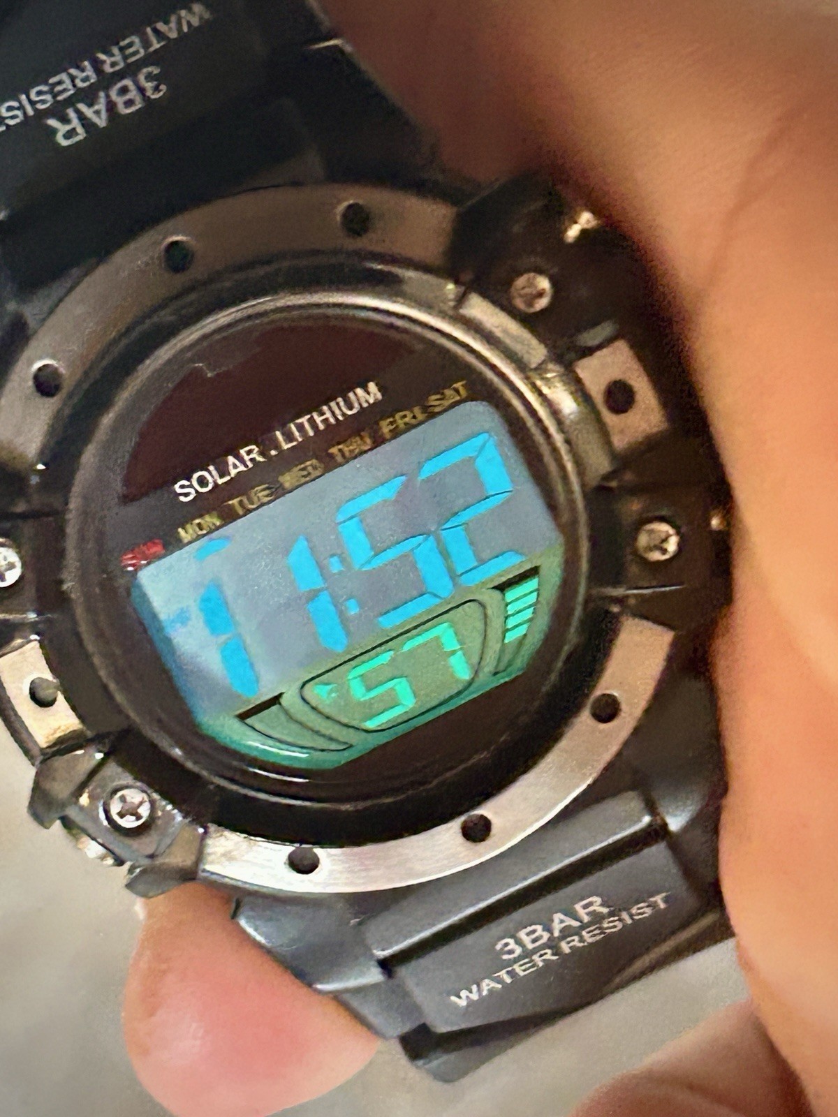 TGHK AW 91-754 Solar Lithium Digital Sport Watch CR2032 3BAR Light