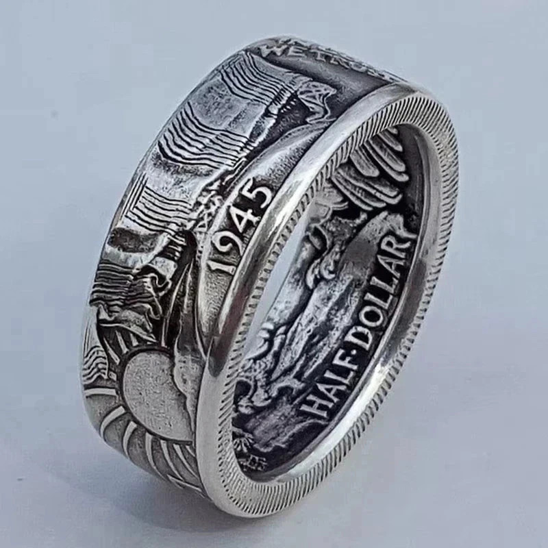 Silver Dollar Coin Ring Handmade Crafted Rare Silver Morgan Men Rings