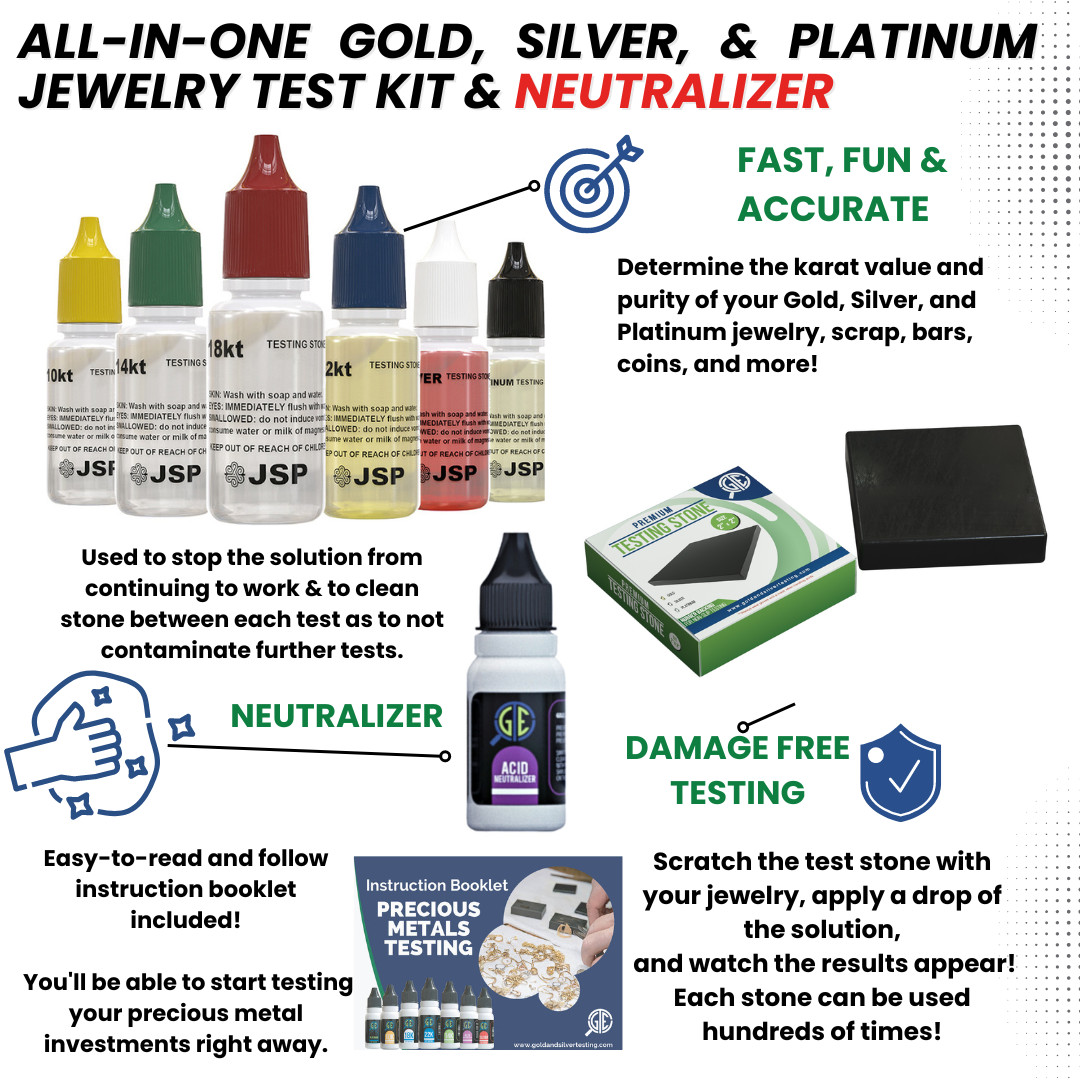 10k 14k 18k 22K 24K Gold Silver Jewelry Test Kit Acid Box Precious Metals Stone