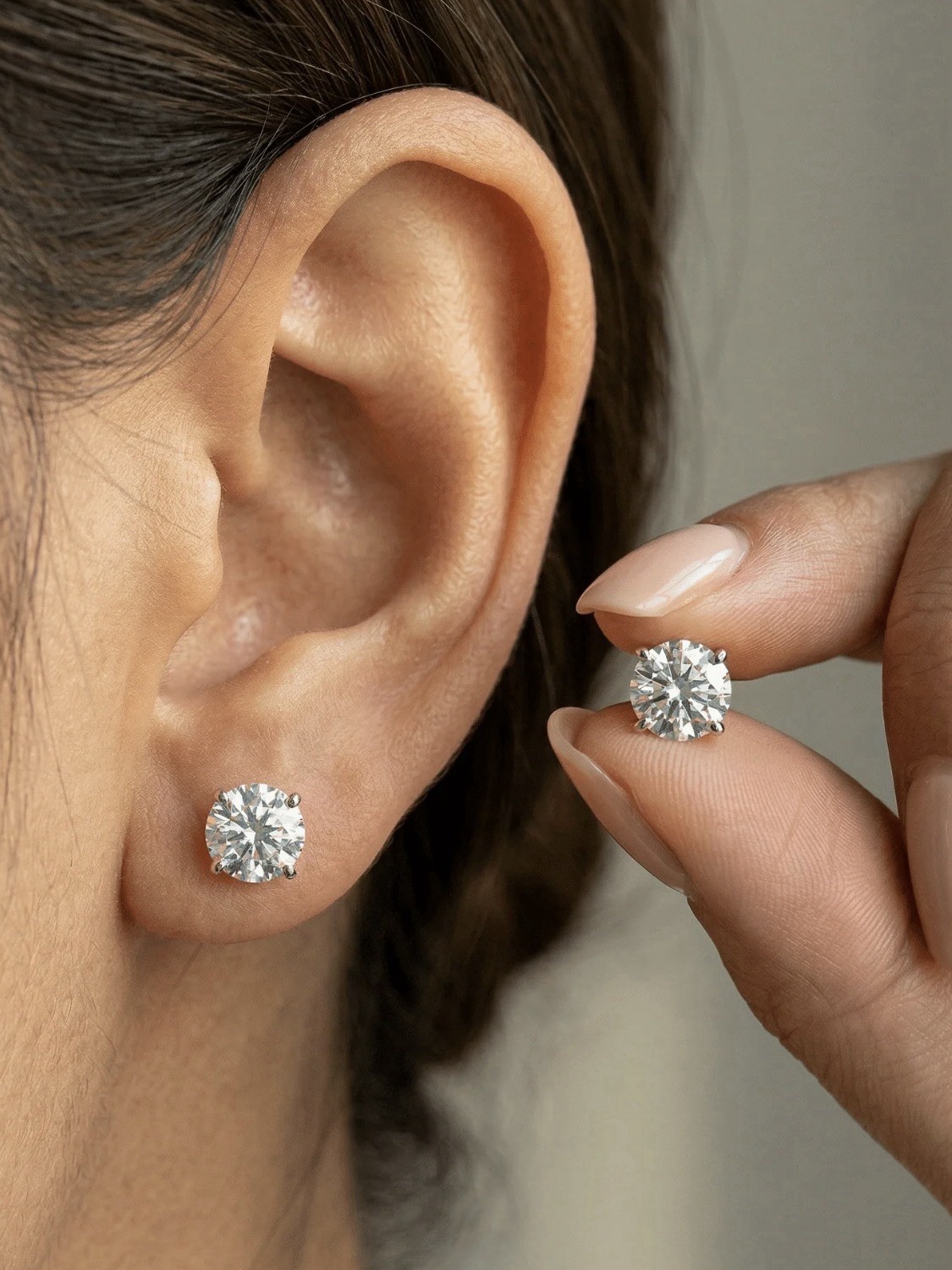 Moissanite Screw Back 925 Solitaire Stud Earrings GRA Certified D/VVS1