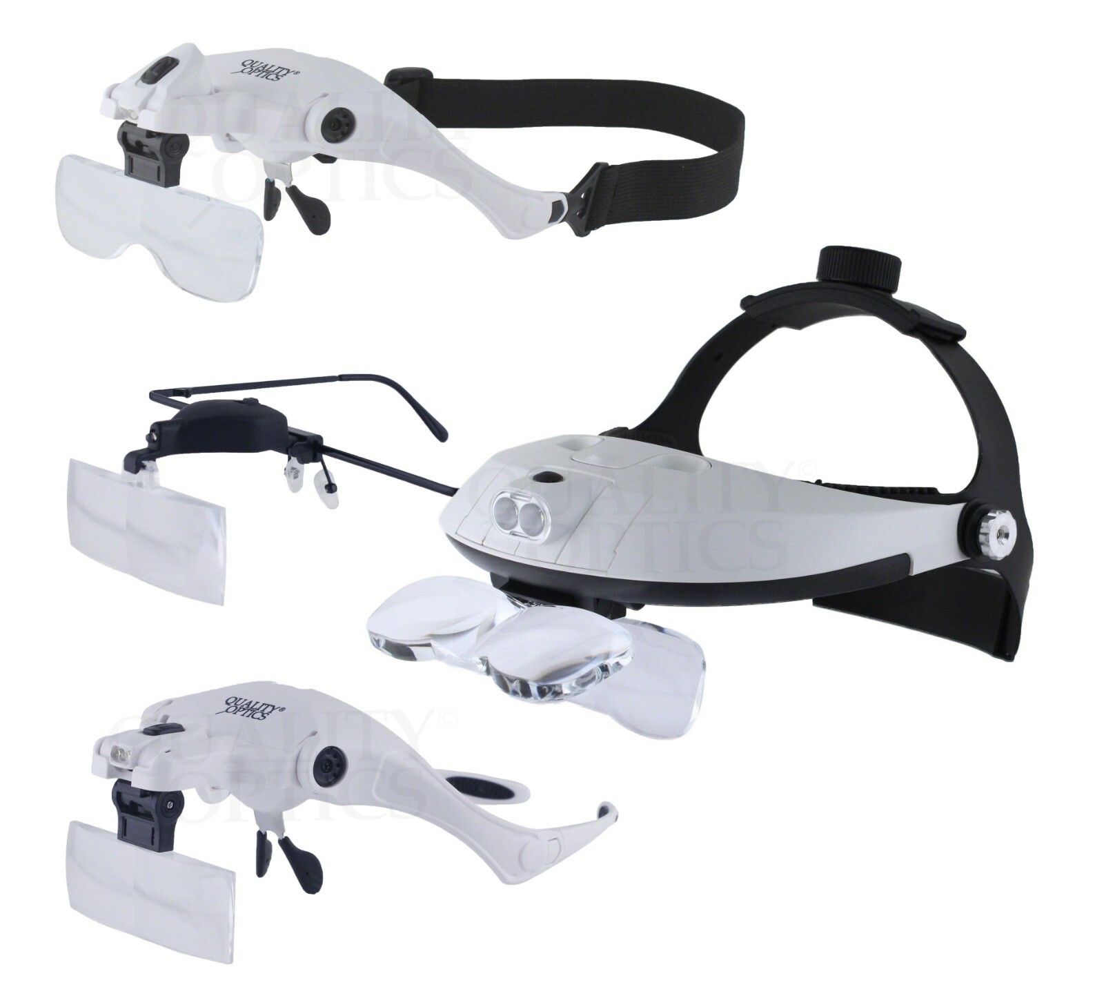 Quality Optics® LED Illuminated Head Magnifier Collection 1X 1.5X 2X 2.5X 3.5X