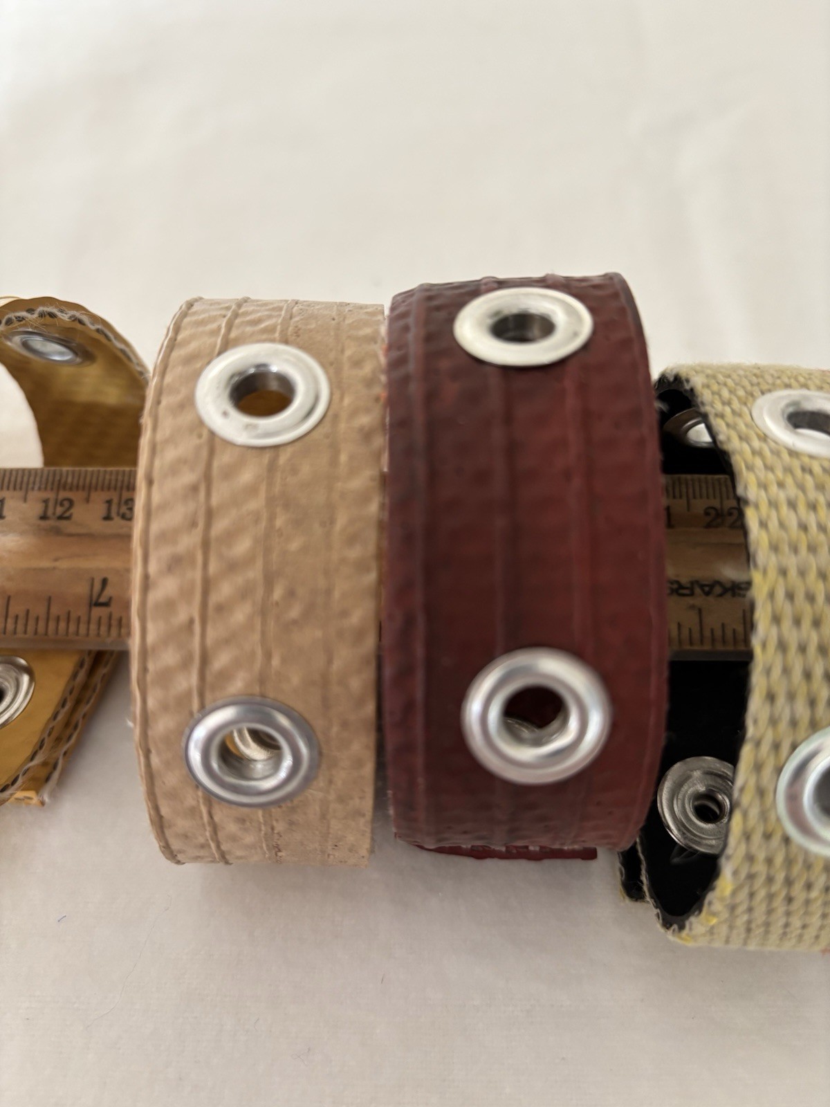 Repurposed /Recycled Fire Hose Bracelet Biker-Style, Snap Close, Grommets, 1×10