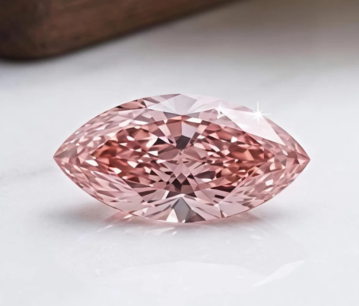 Huge 7.80 CT Fancy Baby Pink Color Marquise Moissanite Diamond 10x20MM Certified