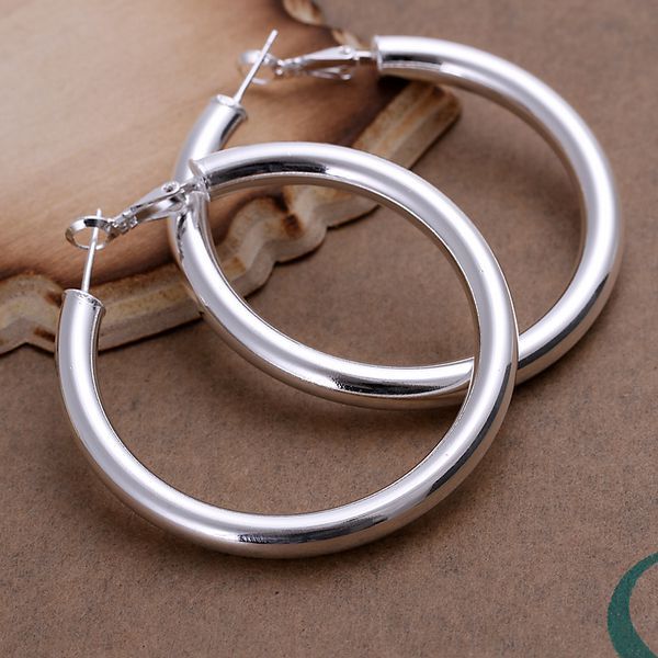 925 Sterling Silver Hoop Pierced Earrings 1.8″ Inches L100