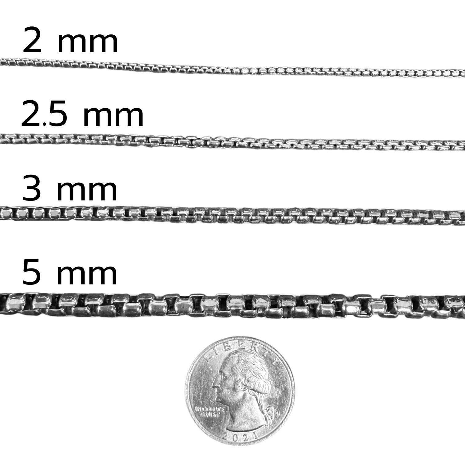 Sterling Silver, Bold Unisex Round Box Chain, Silver Chain, Round Box, RDBOX500