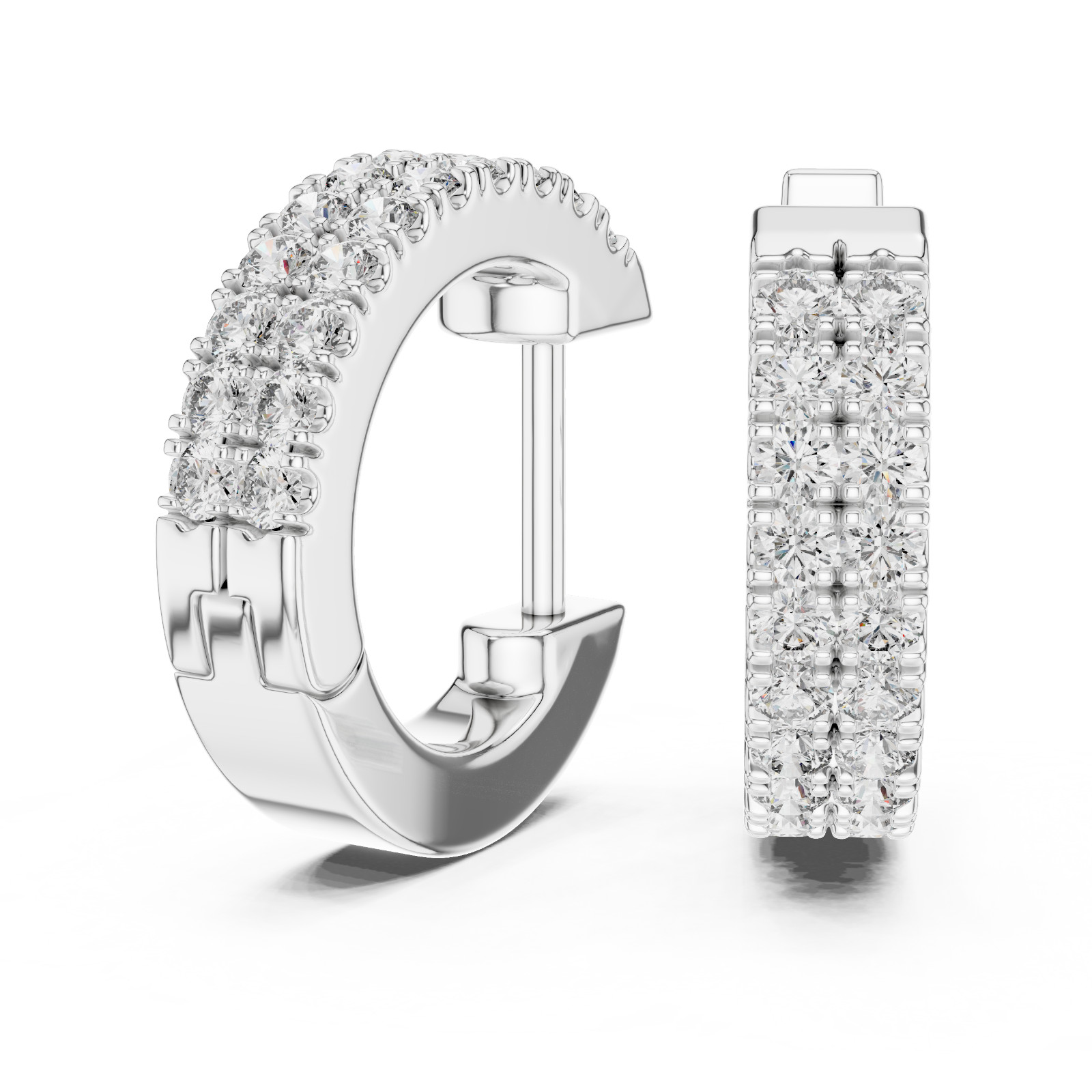 Lab Created Genuine Diamond Hoop Earrings in 925 Solid Sliver