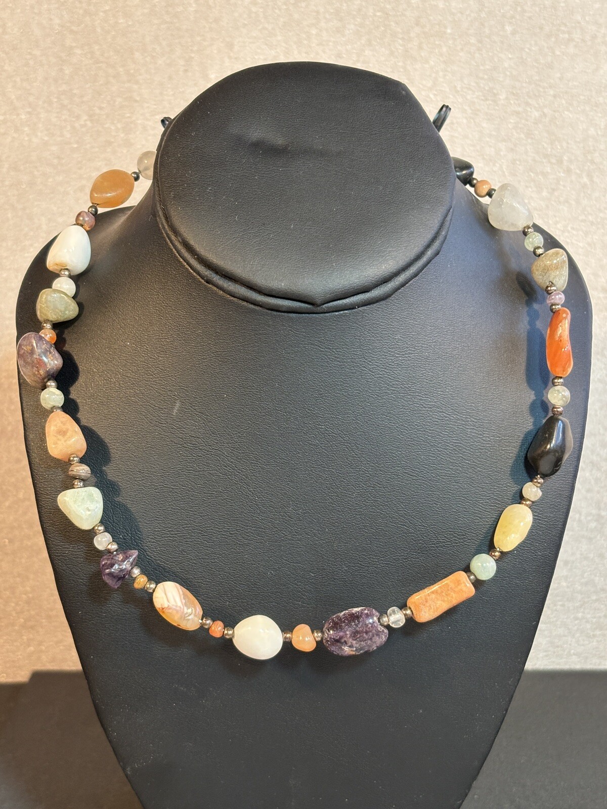 Hand-Crafted Artisan Polished Natural Stone 18″ Necklace. #44
