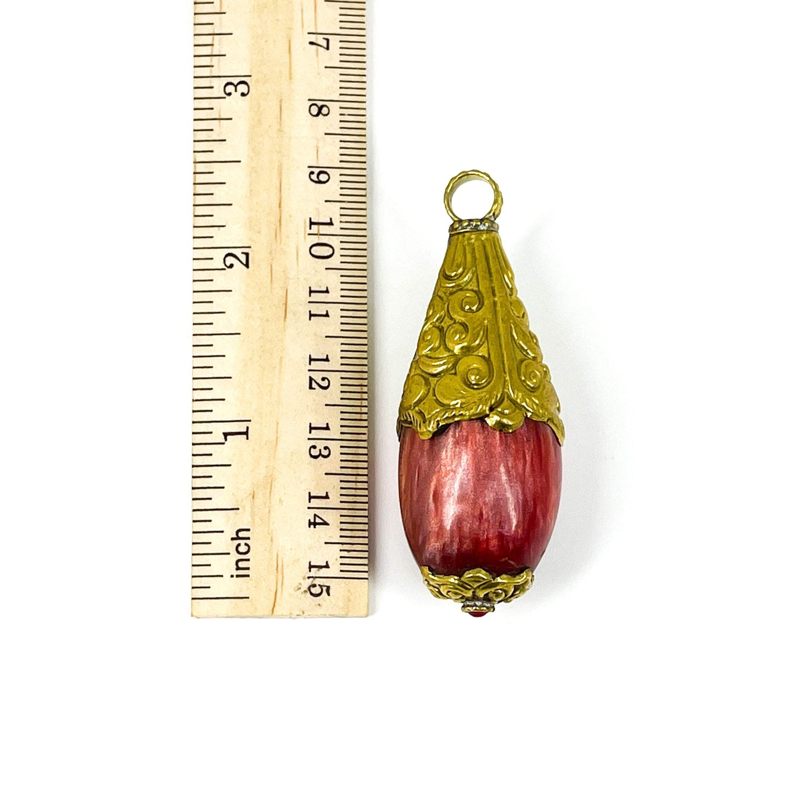 Tibetan Red Brass Repousse Pendant