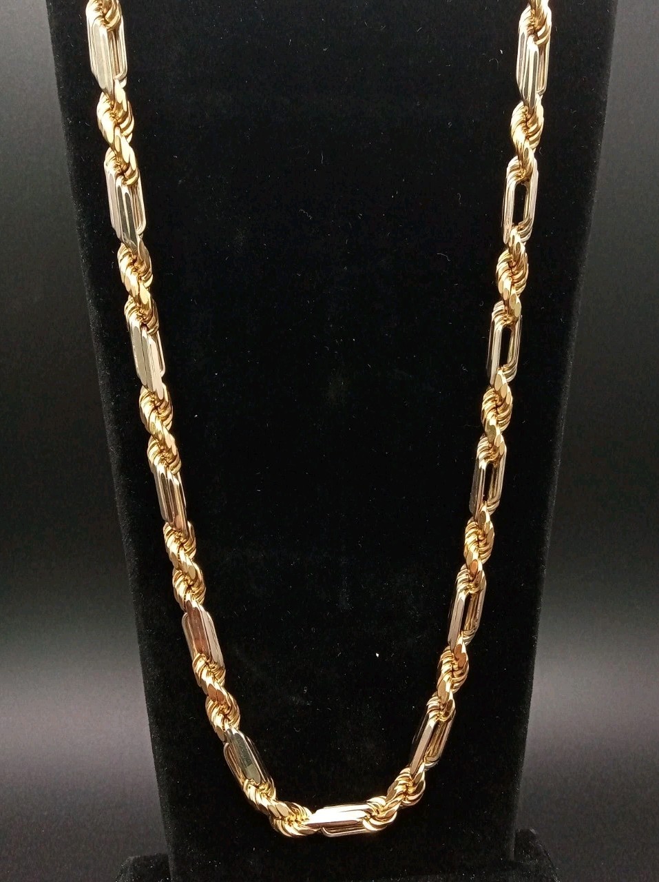 14k Solid Gold Figaro Rope Chain 24 Inches 5.8mm