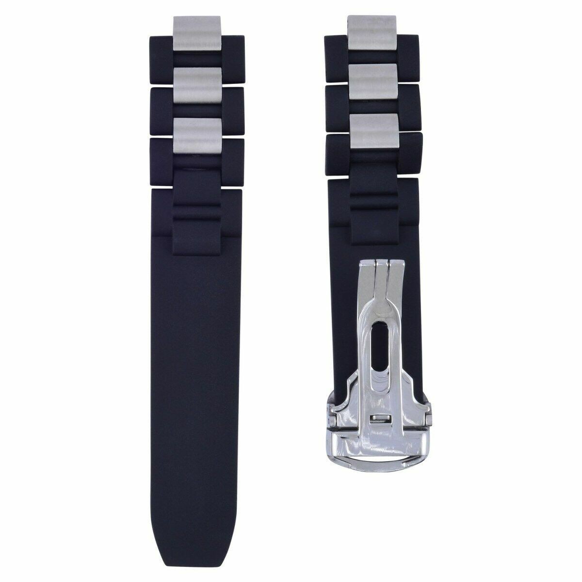RUBBER WATCH BAND STRAP FOR FIT CARTIER 20MM MUST 21 CHRONOSCAPH AUTOSCAPH CLASP