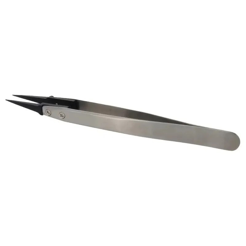 ESD-Safe Precision Tweezers, Anti-Static Tips with Heavy-Duty Metal