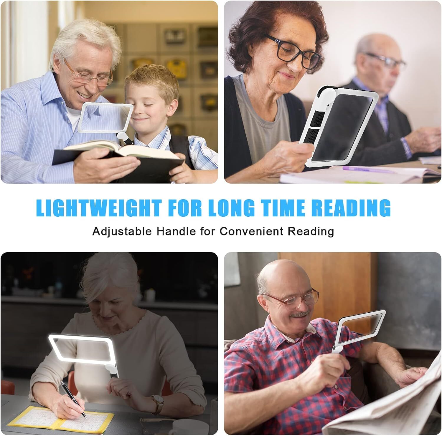 Large Magnifying Glass With 48 LED Light Dimmable 5X Reading Foldable Magnifier