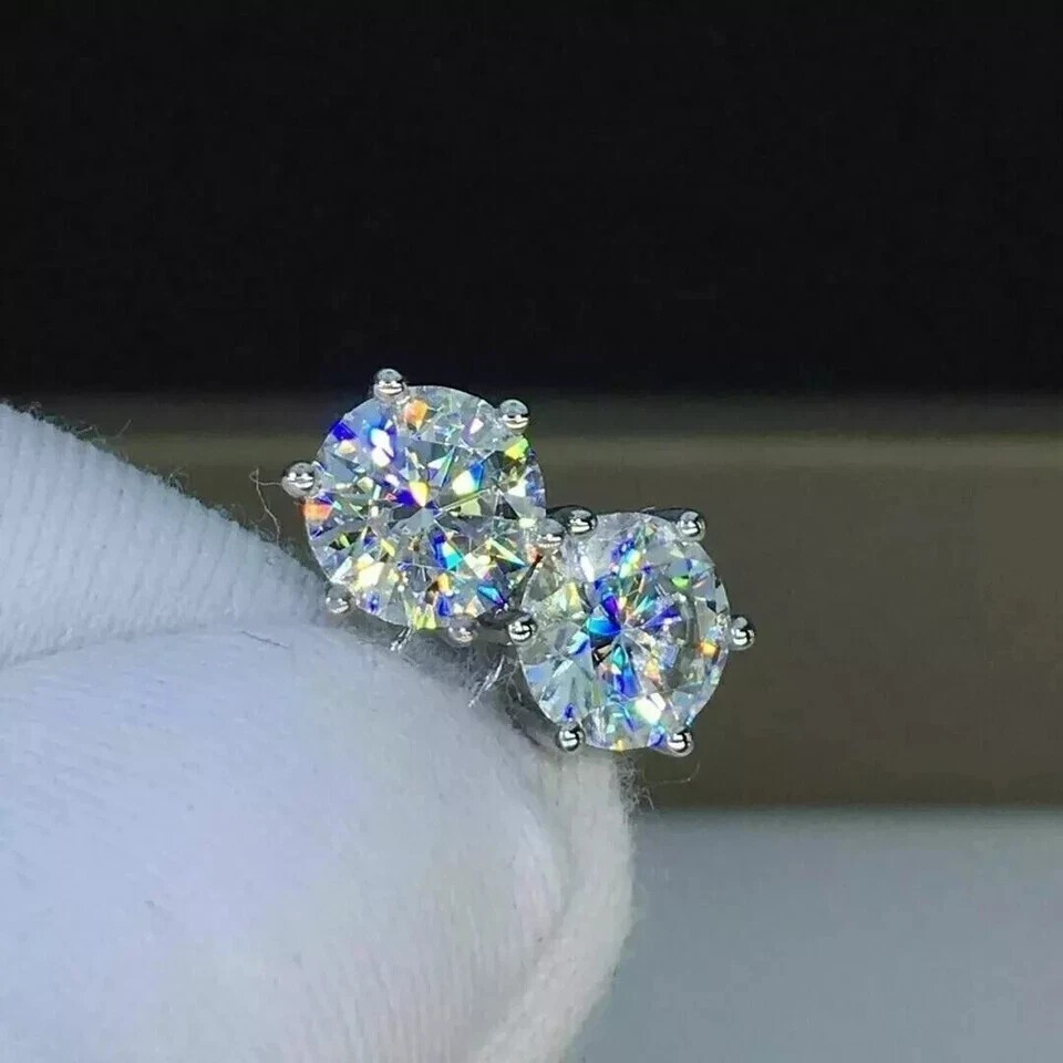 Customize: 6 Prong Set 0.8Ct Round Natural Diamond Stud Earrings 14k Yellow Gold
