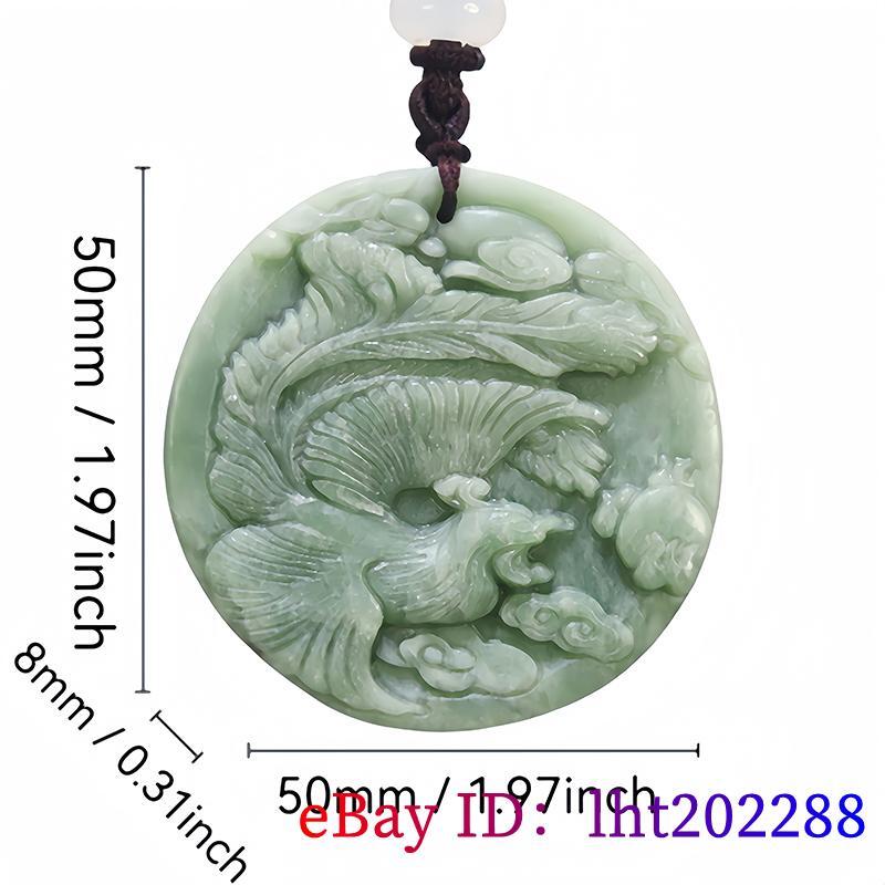 Green Natural Real Jade Phoenix Pendant Necklace Stone Talismans Designer Luxury