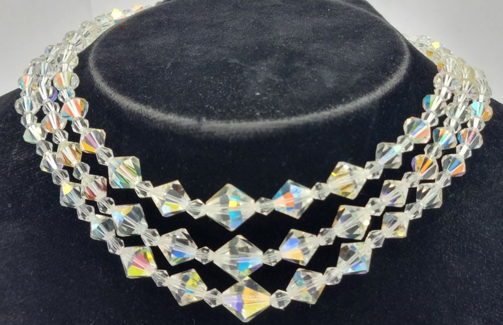 Maltese Crystal Three Stand Necklace with Gift Box 15 Max length