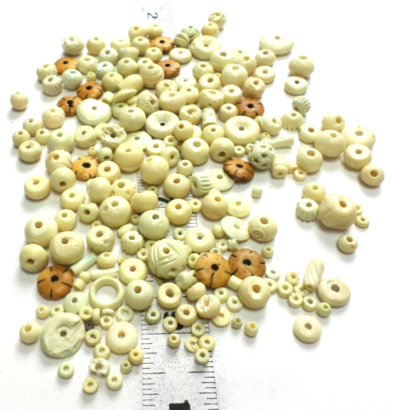 233 Buffalo Cream Vanilla Bone Spacers, Rondelles, Small to Large Beads 4-18mm
