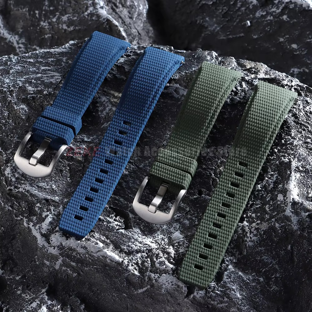Curved End FKM Rubber Watch Strap 20mm 21mm 22mm Military Sport Band