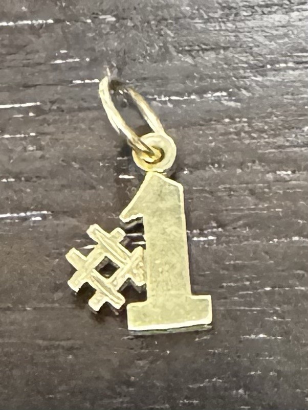 Vintage Solid 10K Yellow Gold #1 Number One Charm Pendant Dainty 0.7g Minimalist