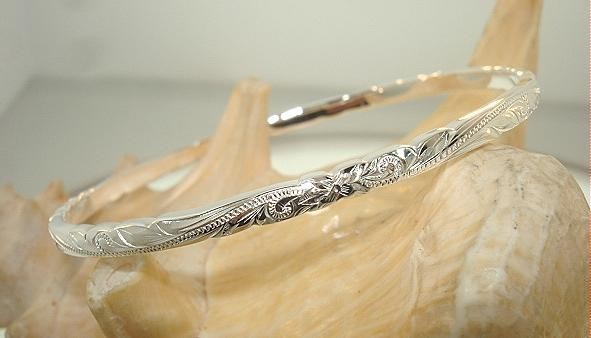 SELECTABLE 4MM EXTRA-HEAVY 925 STERLING SILVER HAWAIIAN HERITAGE SCROLLS BANGLE