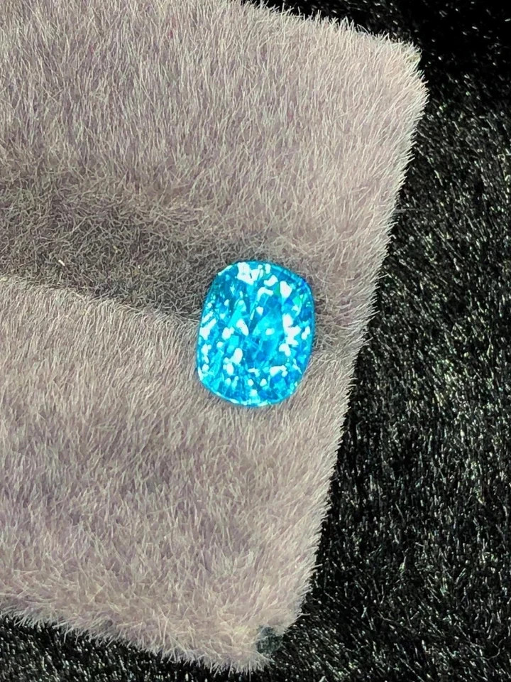 Certified 17.84 Ct Natural Cambodian Blue Imperial Zircon Cushion Loose Gemstone