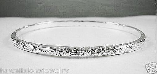 SELECTABLE 4MM EXTRA-HEAVY 925 STERLING SILVER HAWAIIAN HERITAGE SCROLLS BANGLE